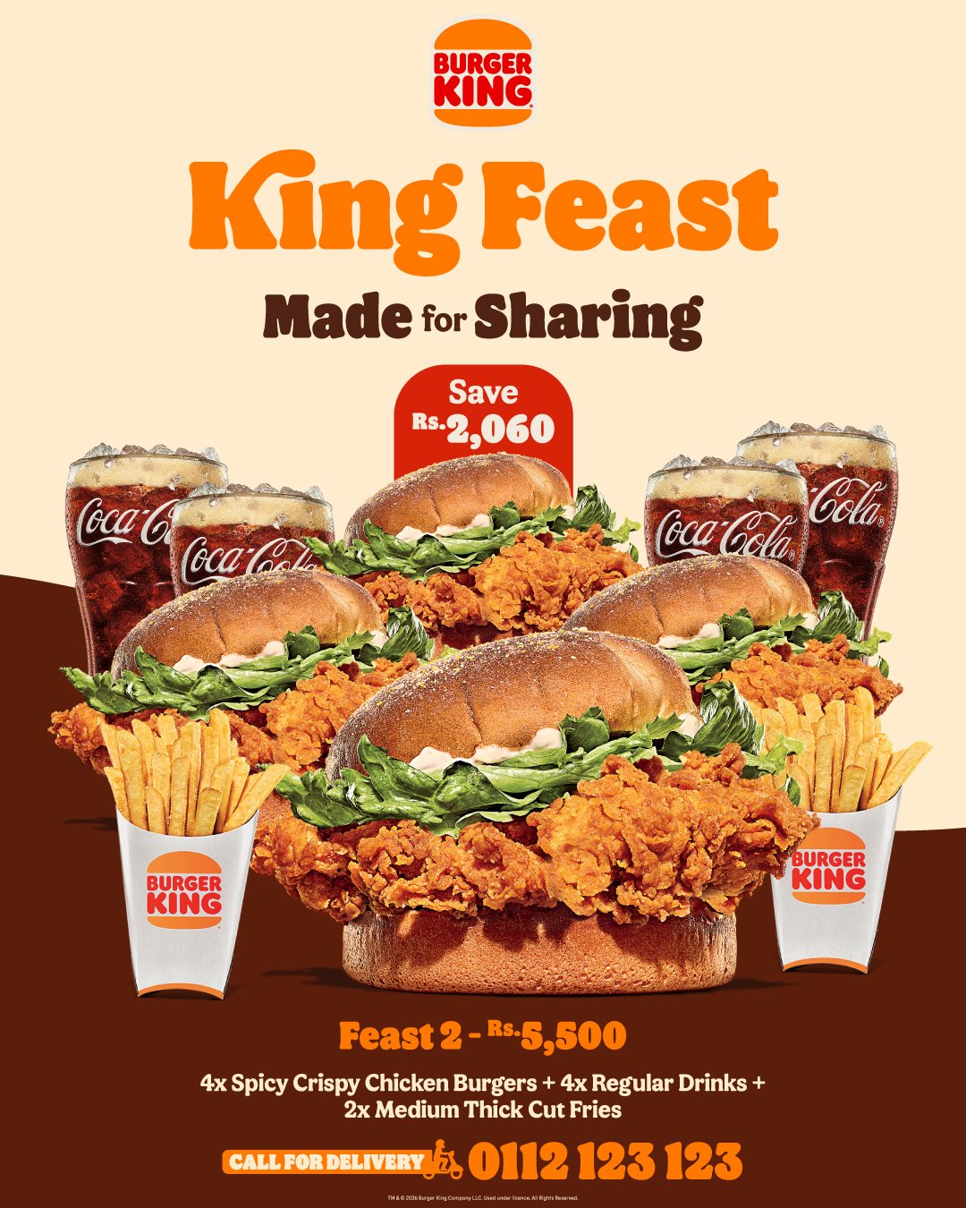 Burger King Sri Lanka – King Feast 2: 4x Spicy Crispy Chicken Burgers Bundle for Rs. 5,500 (Save Rs. 2,060) photo 1
