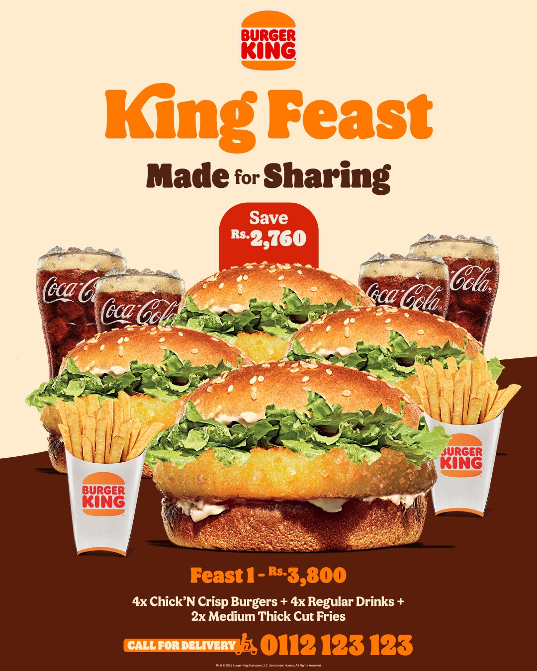 Burger King Sri Lanka – King Feast 1: 4x Chick'N Crisp Burgers Bundle for Rs. 3,800 (Save Rs. 2,760) photo 1