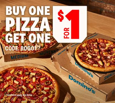 Domino's Pizza Canada Promo: Buy One Pizza, Get One for $1