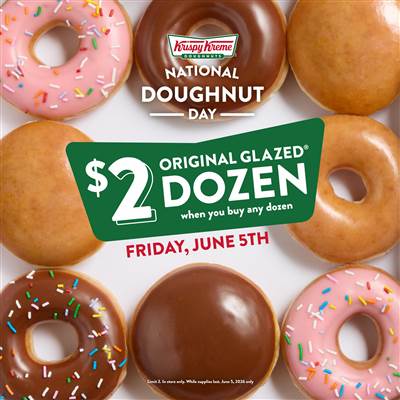 Krispy Kreme Canada National Doughnut Day Deal: $2 Original Glazed Dozen