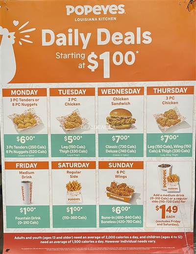 Popeyes Canada Daily Deals 2026